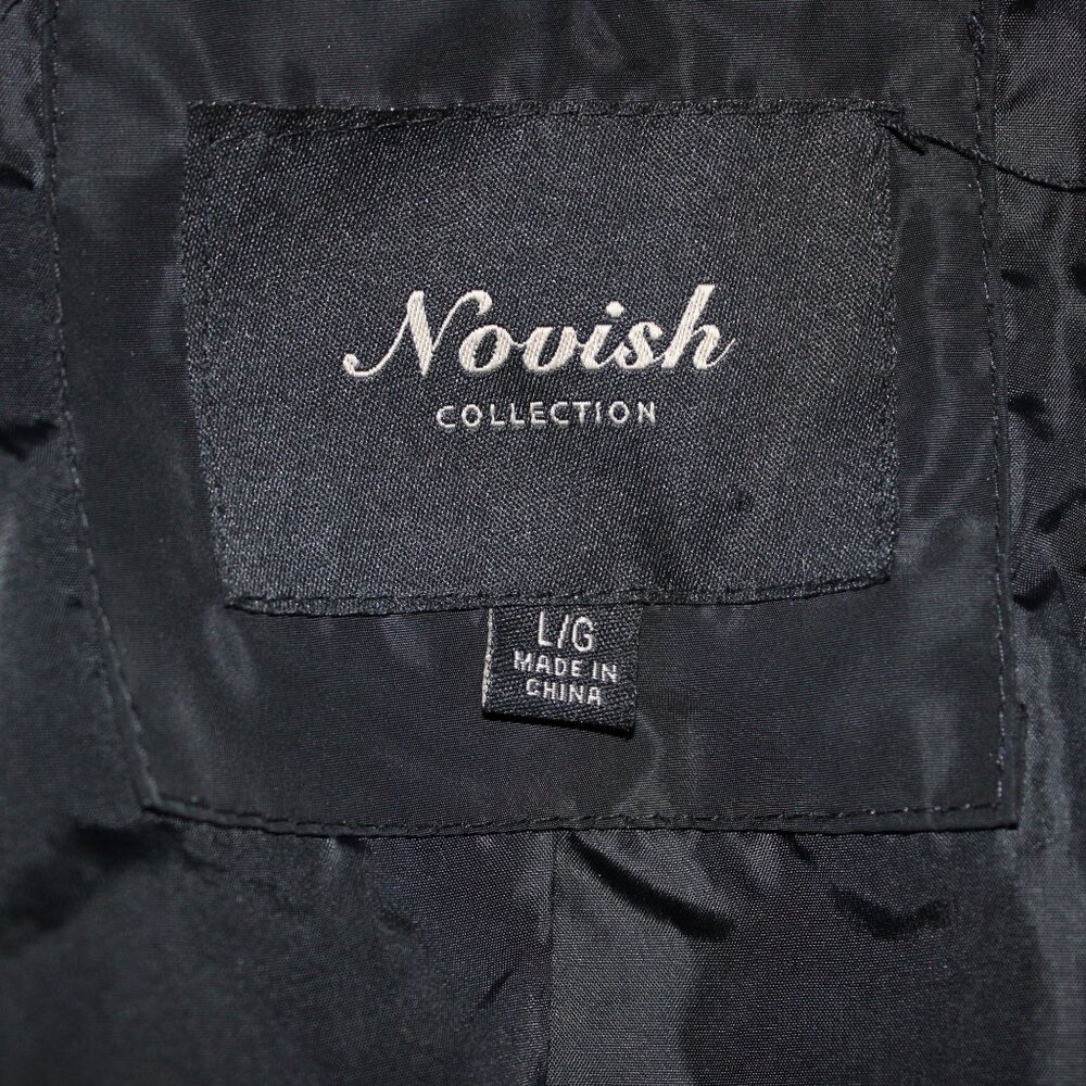 Novish Collection Black Quilted Faux Fur Hooded Puffer Coat Women’s L Long Winte - Picture 9 of 12